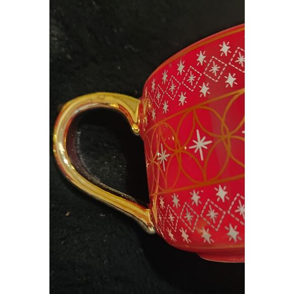 Harry and David Winter Snowflakes Stars Gold Accent Coffee 2 Set Mugs - Picture 2 of 5